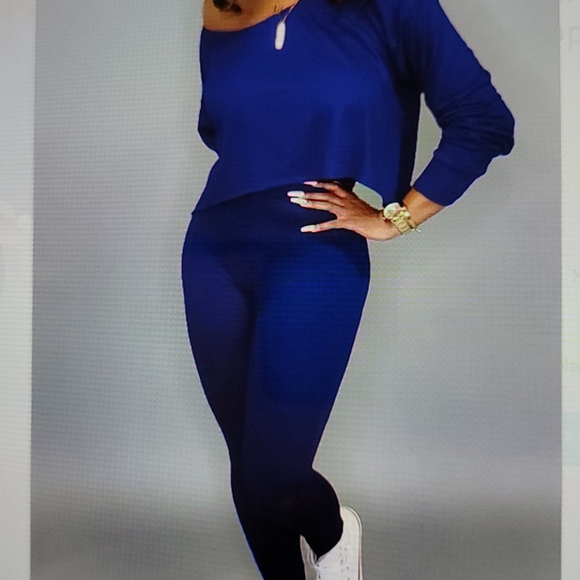 Skew Neck Long Sleeve Solid Color Top & Pants - Picture 1 of 1
